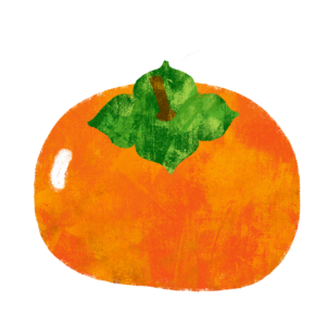 つやのある柿のイラスト　絵本風　ⒸAtelier Funipo